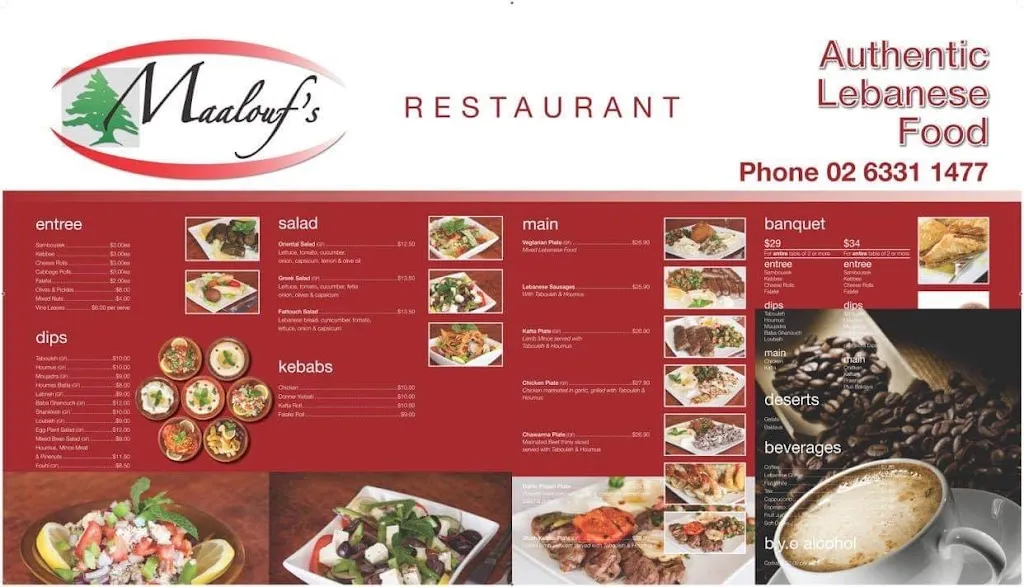 Menu_Maalouf's Restaurant_Bathurst_image_old_2