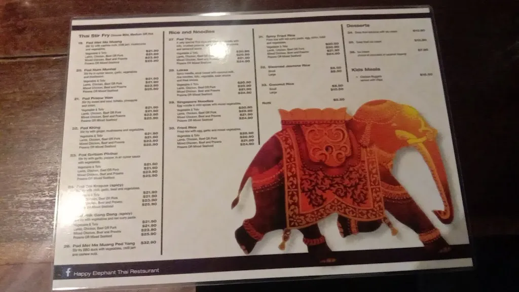 Menu_Happy Elephant Thai_Berrigan_image_old_2