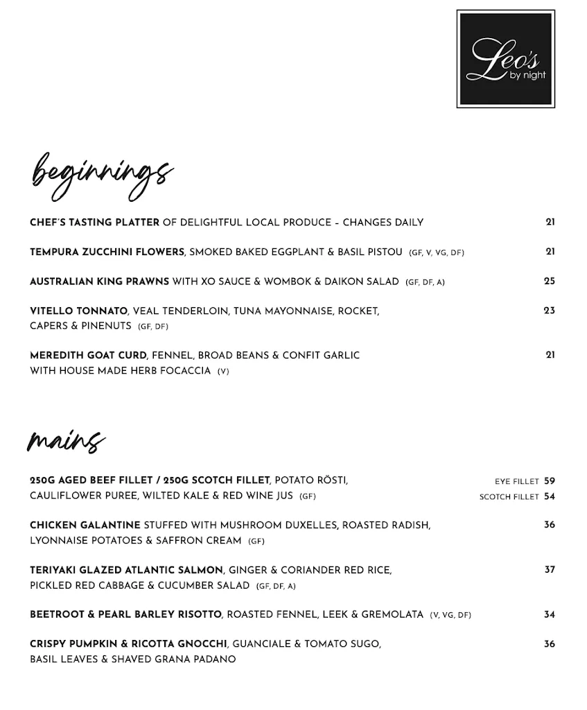 Menu_Leo's by Night_Bowral_image_old_1