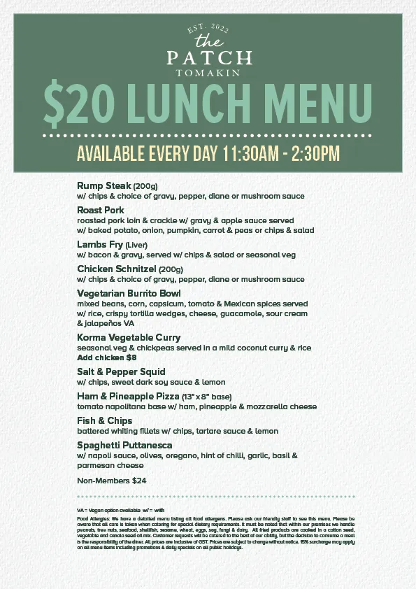 Menu_The Patch, Tomakin_Broulee_image_old_2