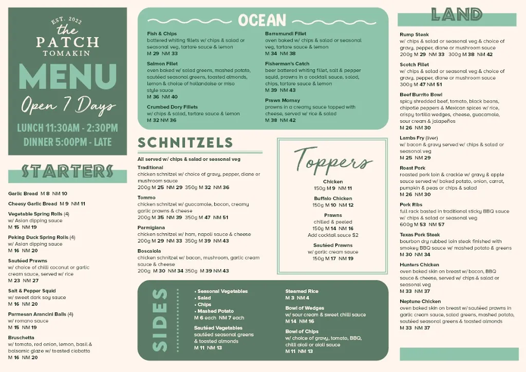 Menu_The Patch, Tomakin_Broulee_image_old_3
