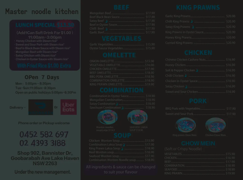 Master Noodle restaurant in Buff Point
