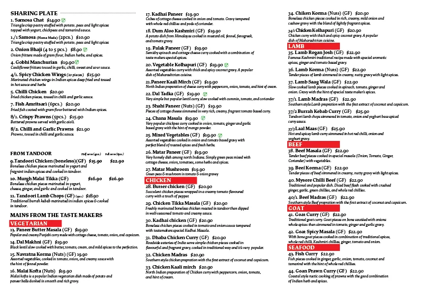 Menu_Indian Taste Makers_Buronga_image_old_1