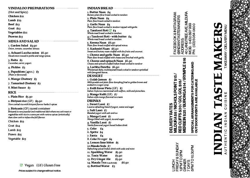 Menu_Indian Taste Makers_Buronga_image_old_3