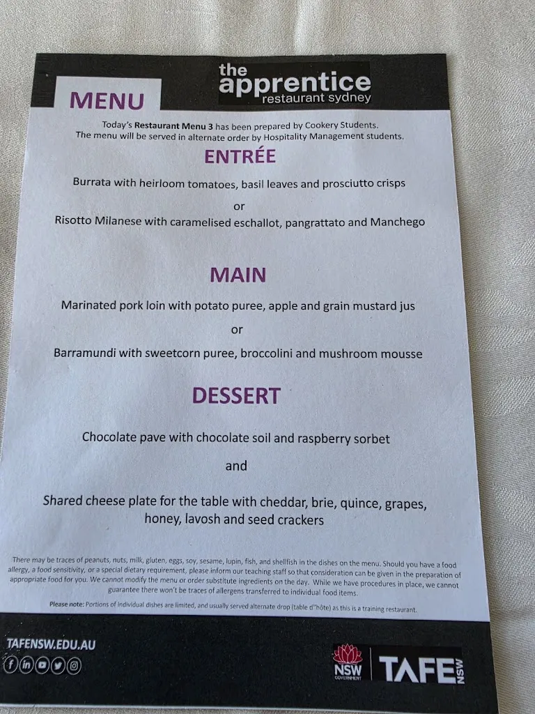 Menu_The Apprentice Restaurant Sydney_Camperdown_image_old_1