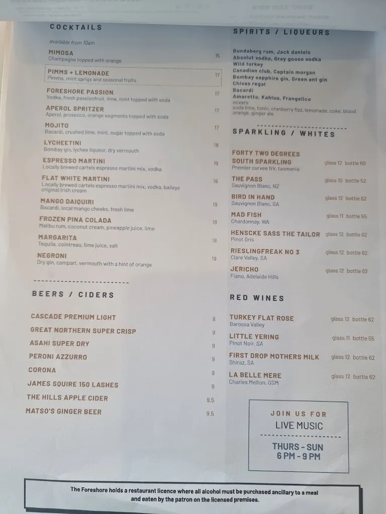 Menu_The Foreshore_Casuarina_image_old_2