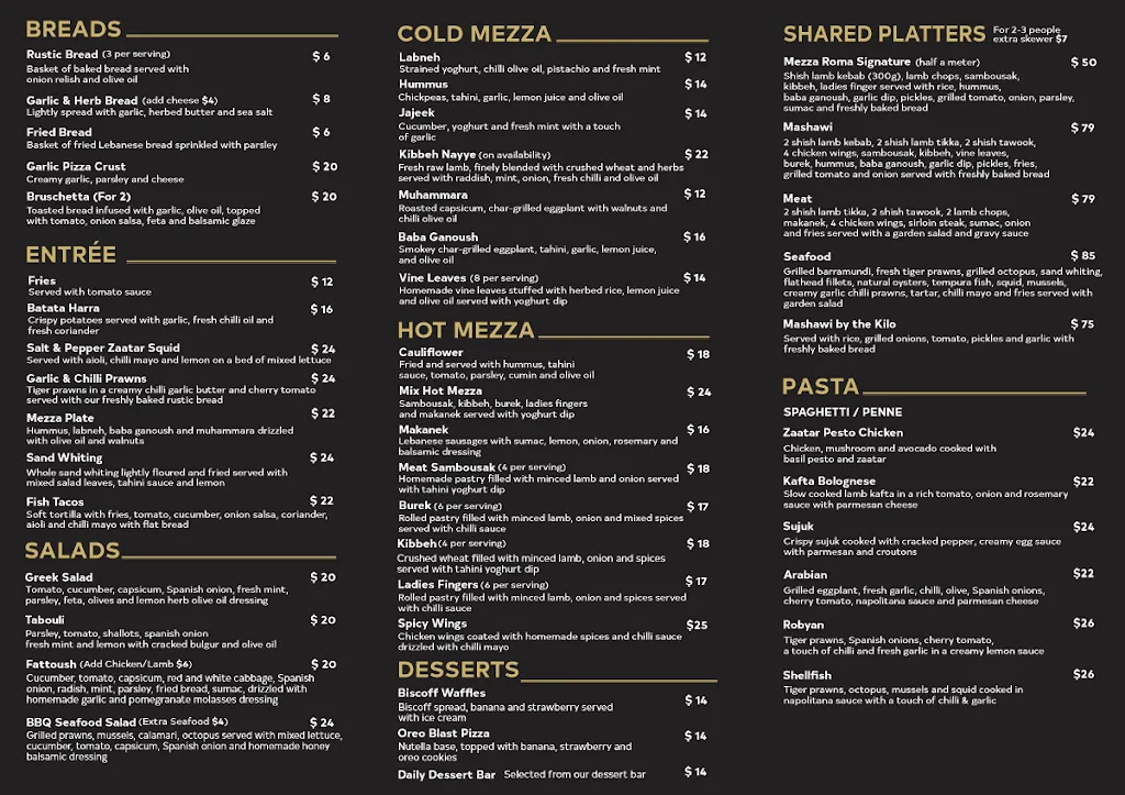 Menu_Mezza Aroma Restaurant_Catherine Field_image_old_1
