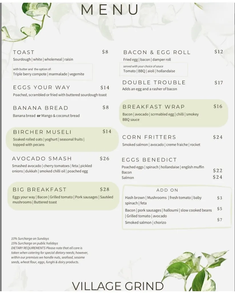 Menu_Village Grind Cafe_Corlette_image_old_1