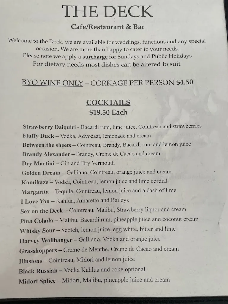 The Deck Cafe Restaurant & Bar_Corlette_menu_bild_2