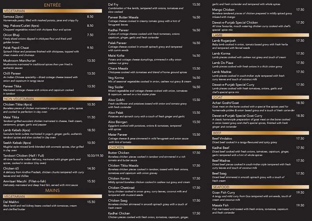 Menu_Dawat-e-Punjab Indian Restaurant_Aranda_image_old_1
