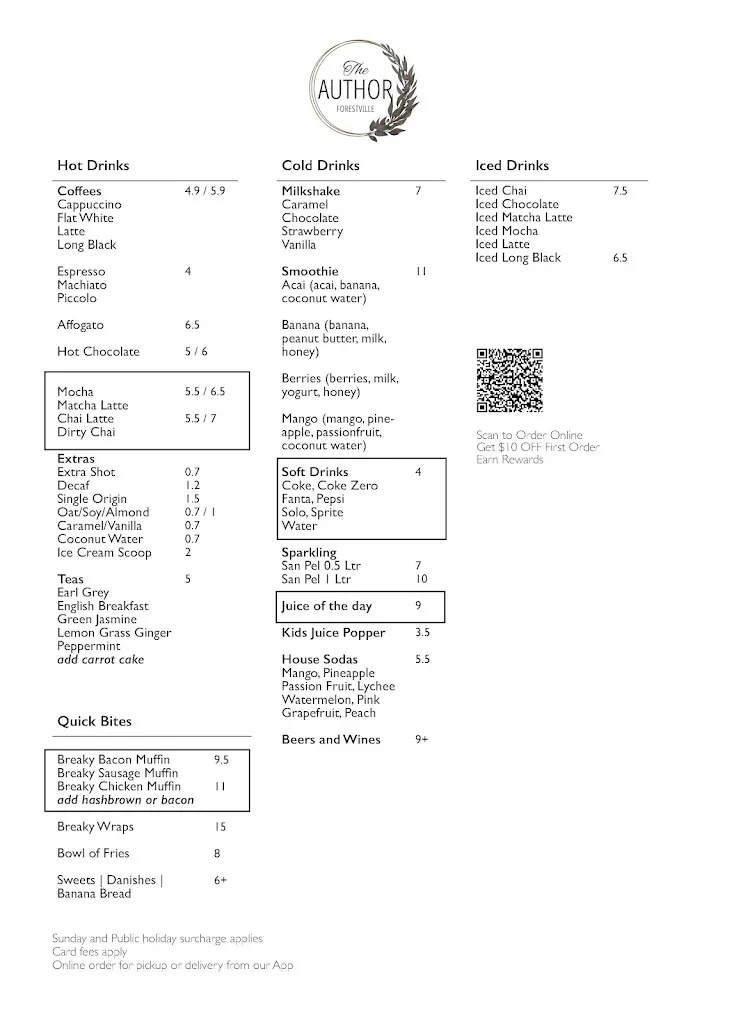Menu_The Author_Dee Why_image_old_2