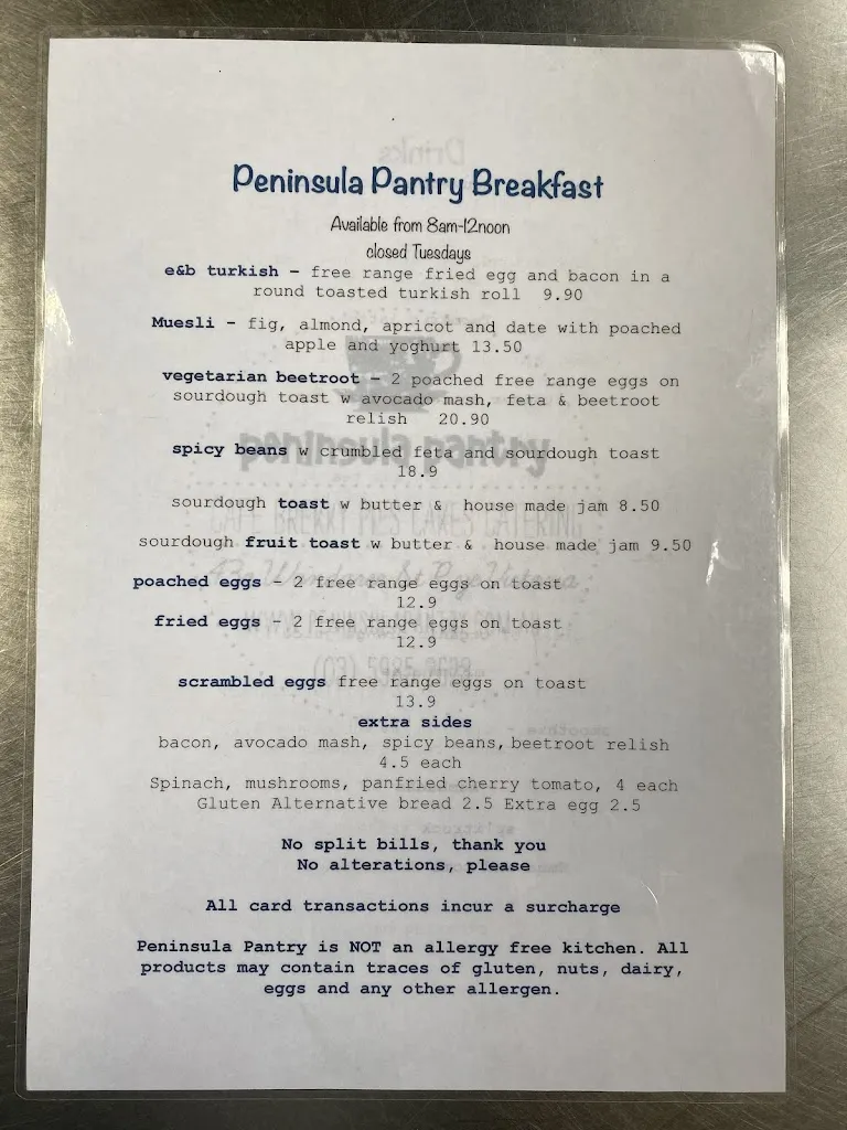 Menu_Peninsula Pantry_Flinders_image_old_2