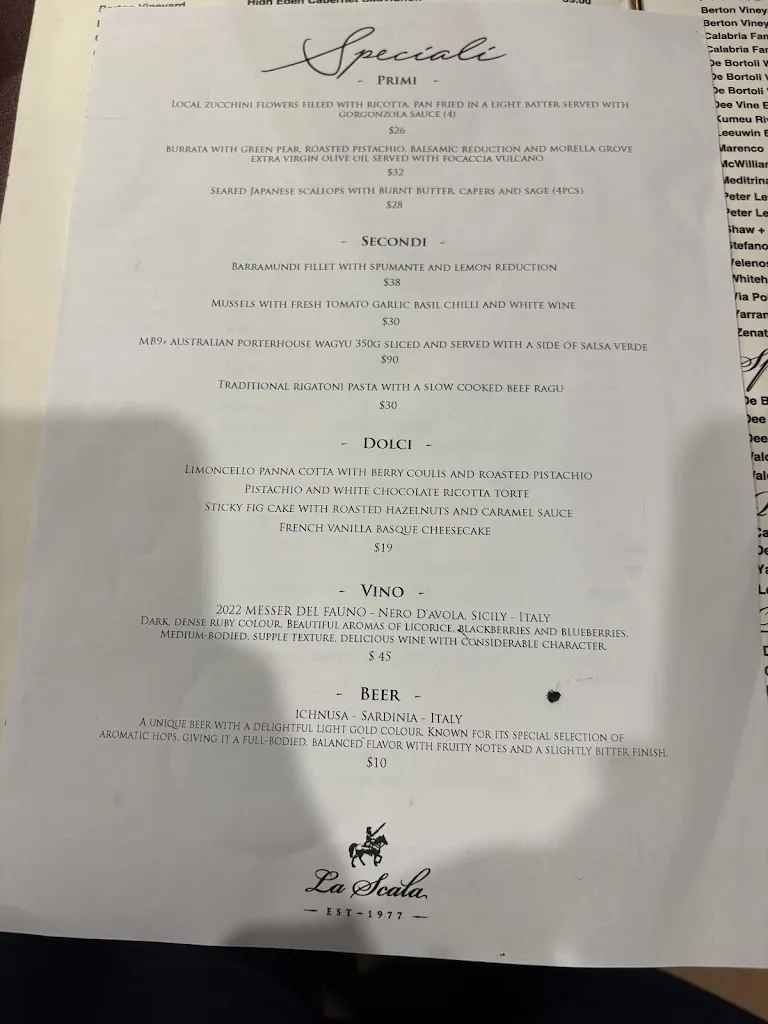 Menu_La Scala Restaurant_Griffith_image_old_1