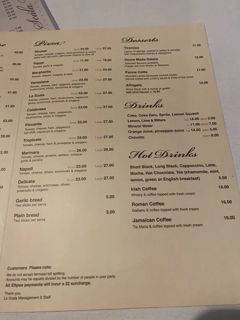 Menu_La Scala Restaurant_Griffith_image_old_2