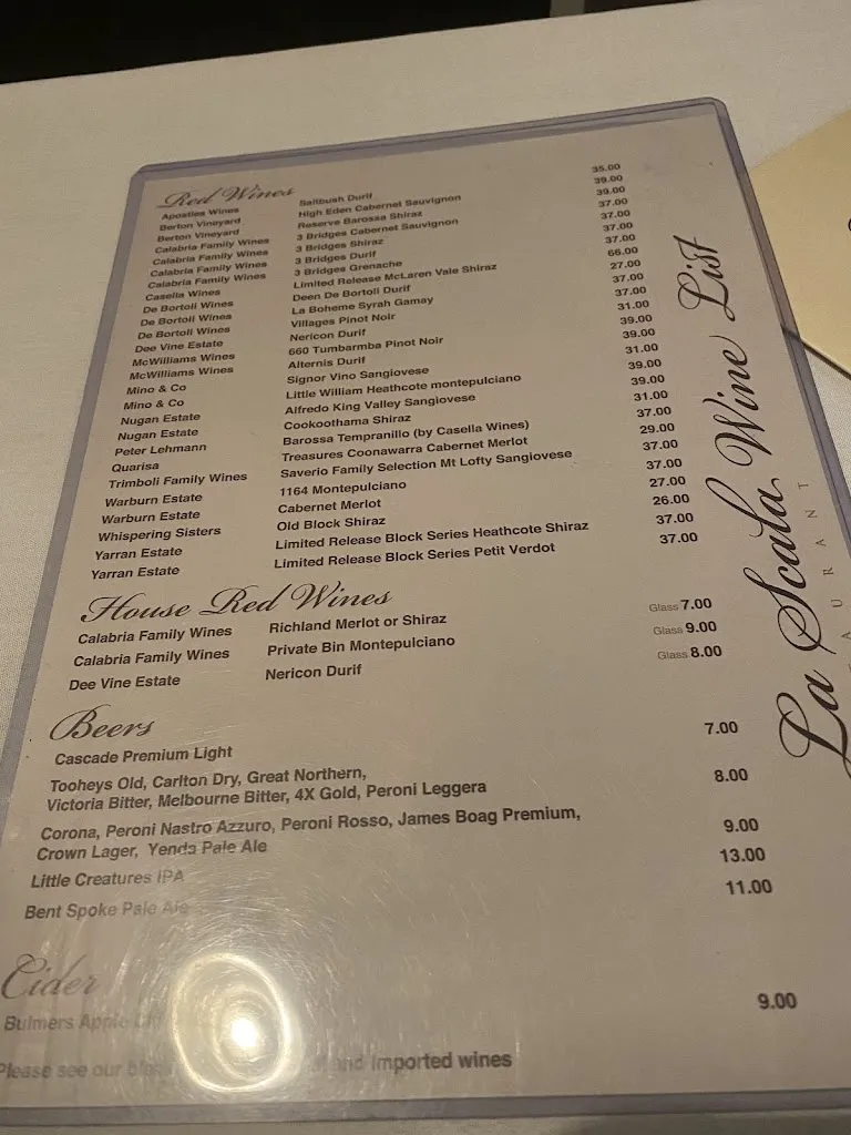 Menu_La Scala Restaurant_Griffith_image_old_3