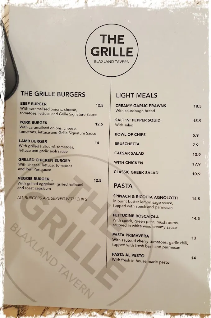 Menu_Blaxland Tavern_Leonay_image_old_2