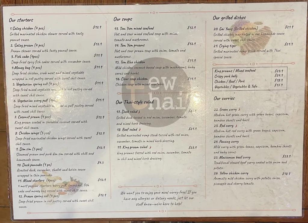 Menu_Tew Thai Always Authentic_Latham_image_old_2