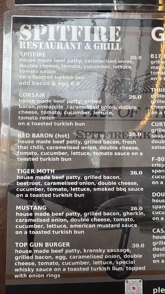 Menu_Spitfire Restaurant & Grill_Red Hill_image_old_1