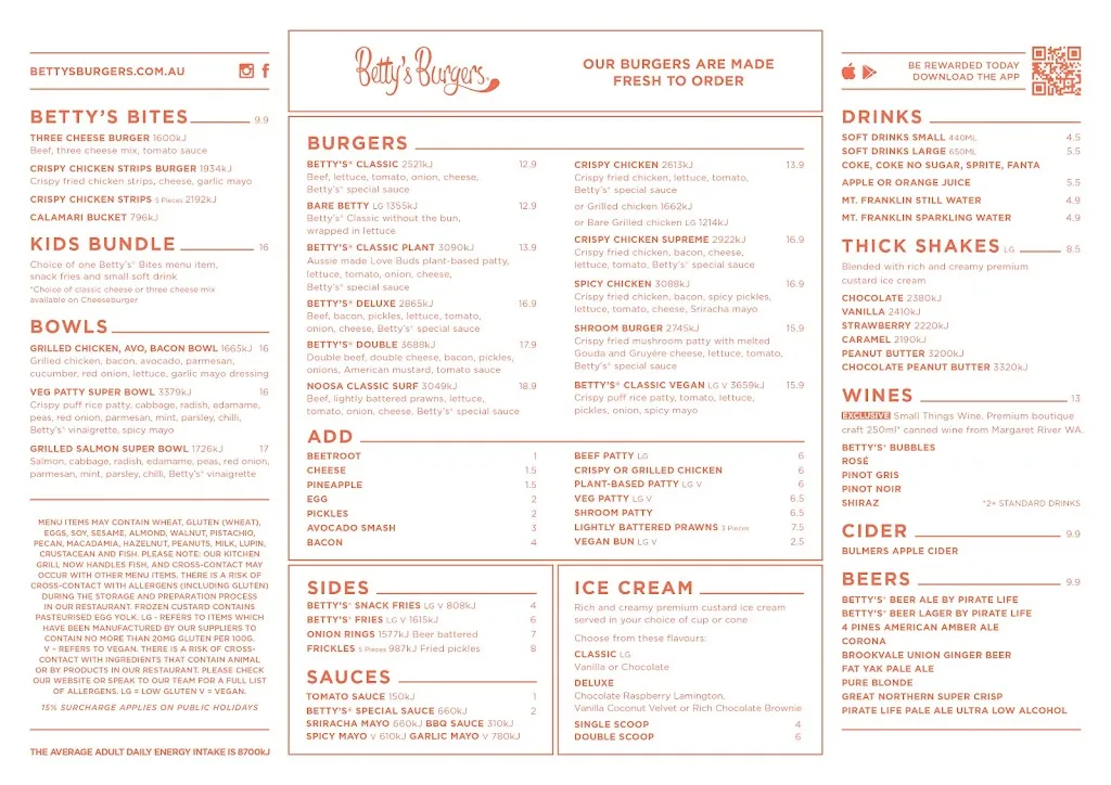 Betty's Burgers restaurant in McLaren Vale