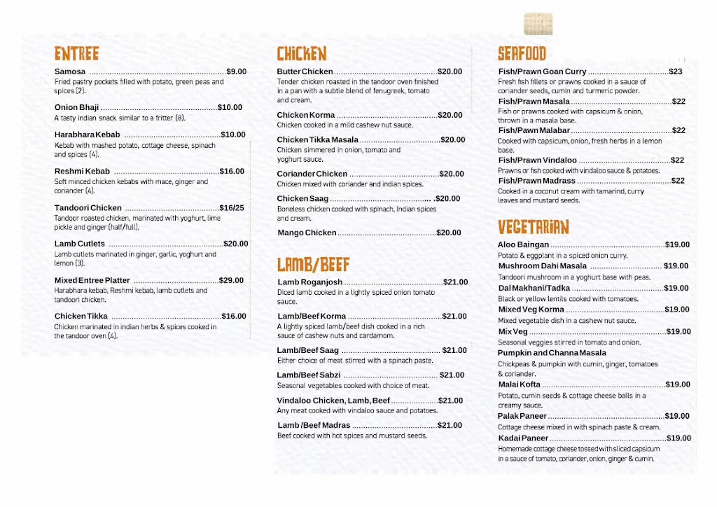 Menu_Indian Corner_Ulverstone_image_old_1