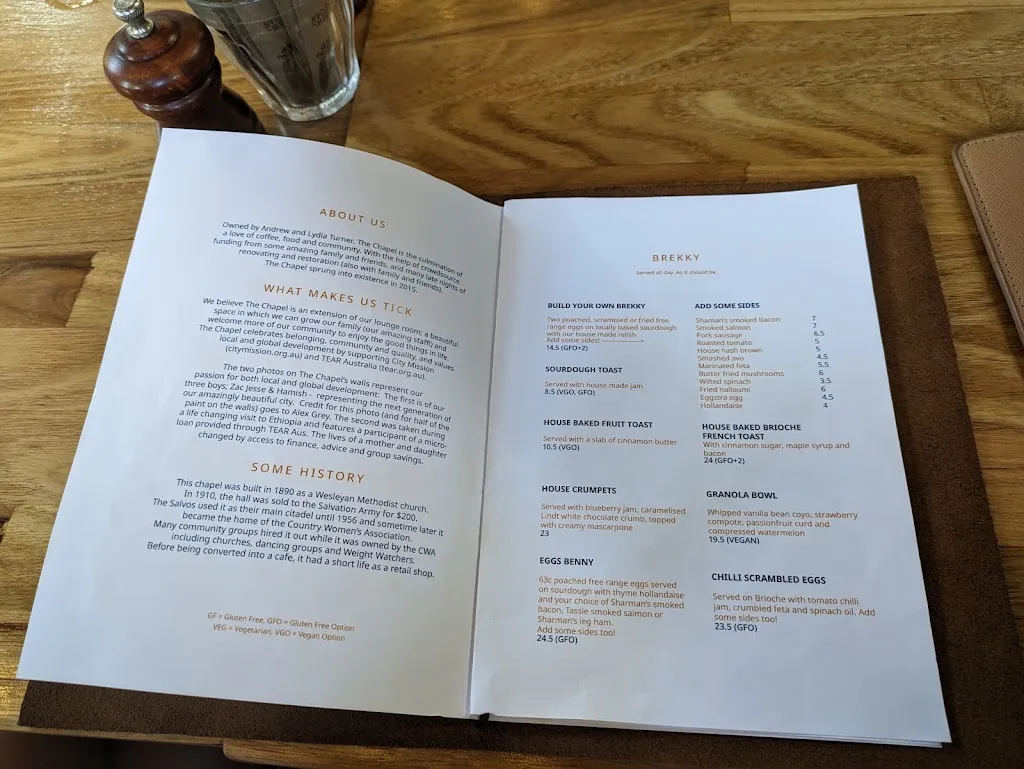 Menu_The Chapel_Ulverstone_image_old_1