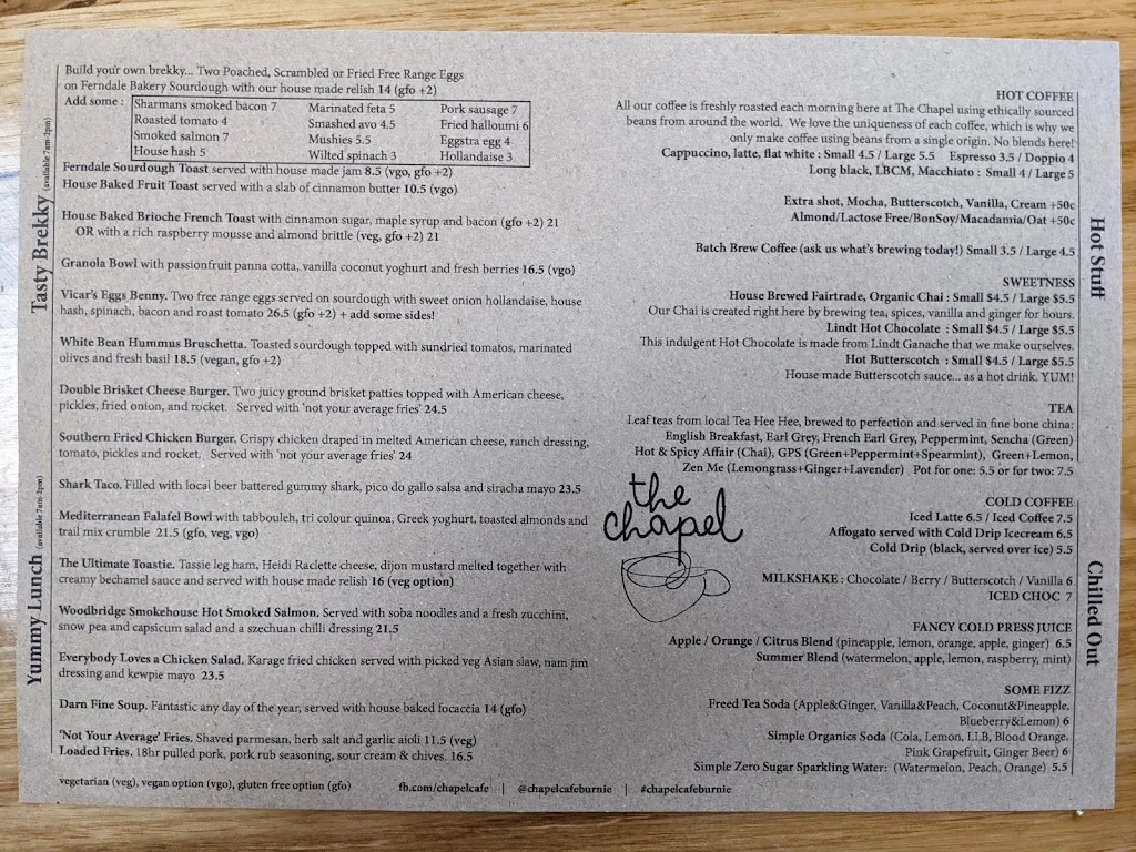 Menu_The Chapel_Ulverstone_image_old_3