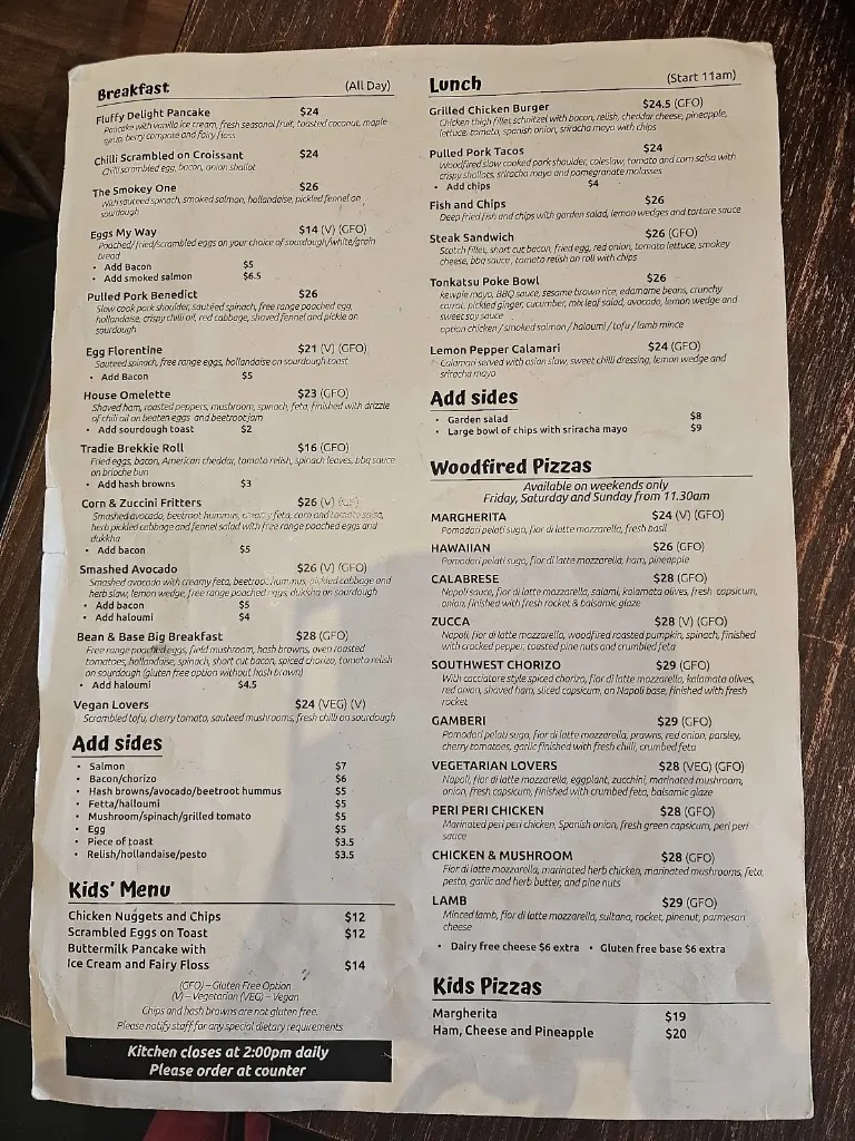 Bean & Base Cafe Bar Woodfired Pizza restaurant in Bell Park