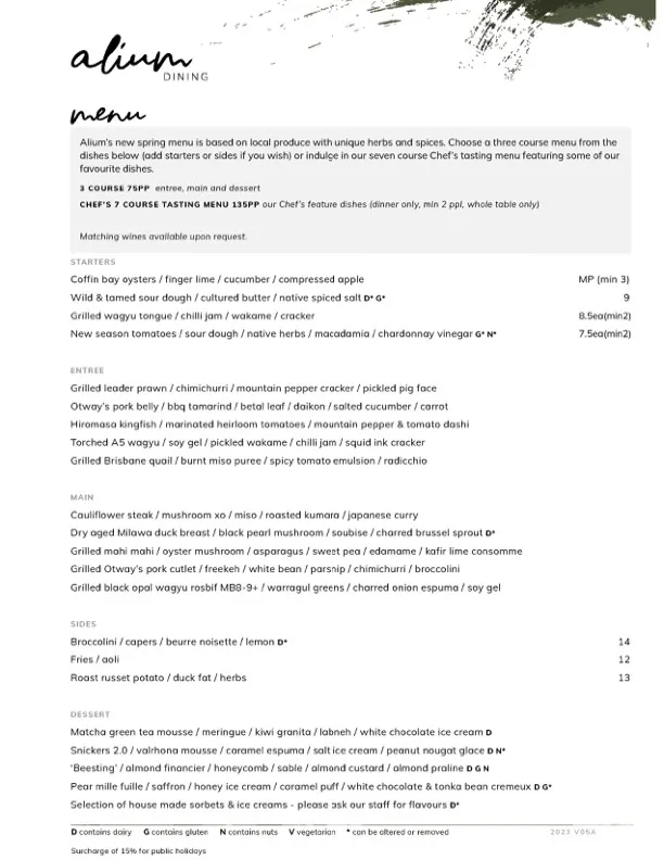 Menu_Alium Dining_Bendigo_image_old_2