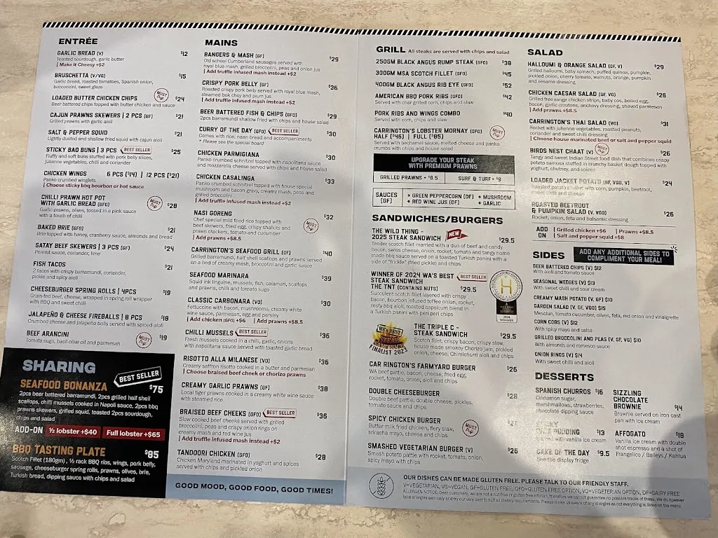 Carrington's Bar and Grill restaurant in Coolbellup