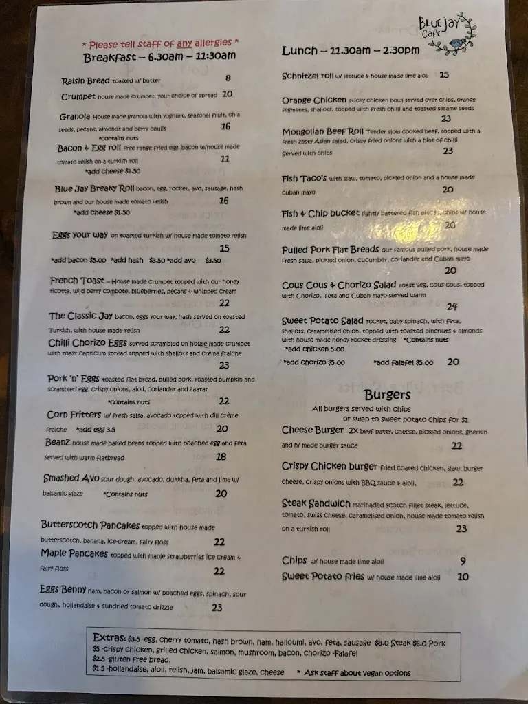 Menu_Blue Jay Cafe_Albion Park_image_old_1