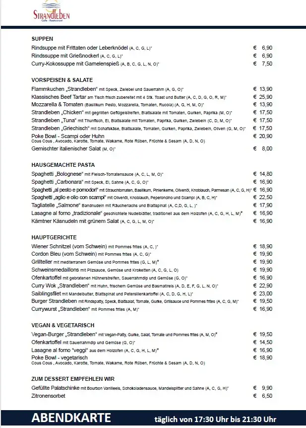 Menu_Strandleben,das Cafe-Restaurant am Wörthersee_Görtschach_immagine_3