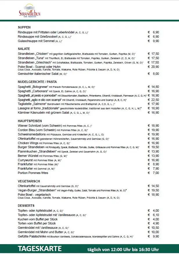 Menu_Strandleben,das Cafe-Restaurant am Wörthersee_Görtschach_immagine_4