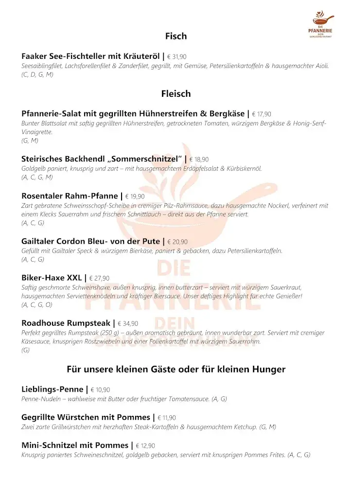 Menu_Die Pfannerie – Dein Genussrestaurant_Görtschach_immagine_1