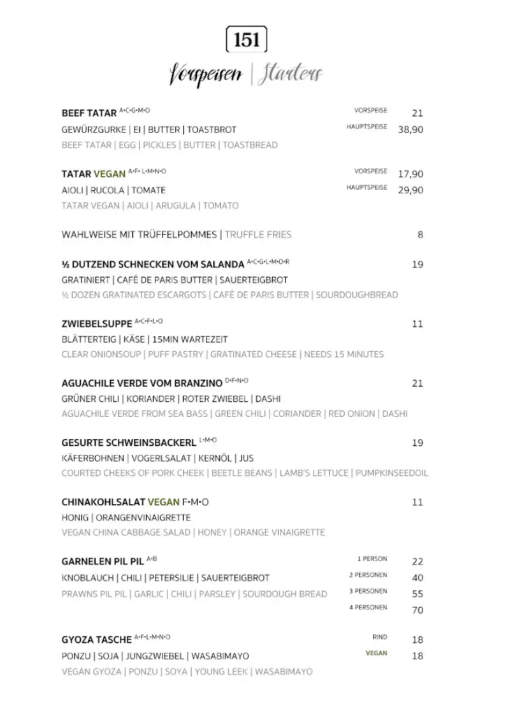 Menu_151 Restaurant & Bar_Klagenfurt_immagine_1