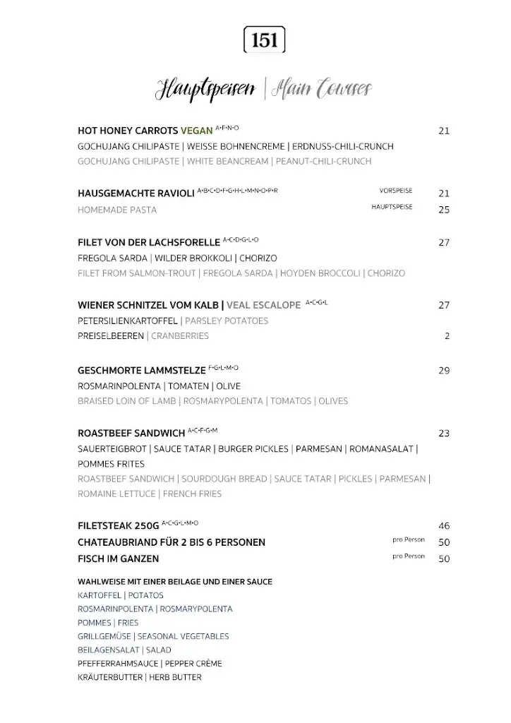 Menu_151 Restaurant & Bar_Klagenfurt_immagine_2