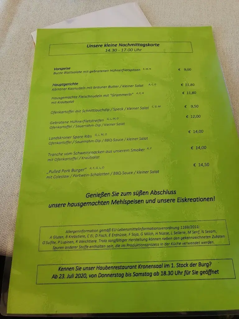 Menu_Landskron Castle_Landskron_immagine_3