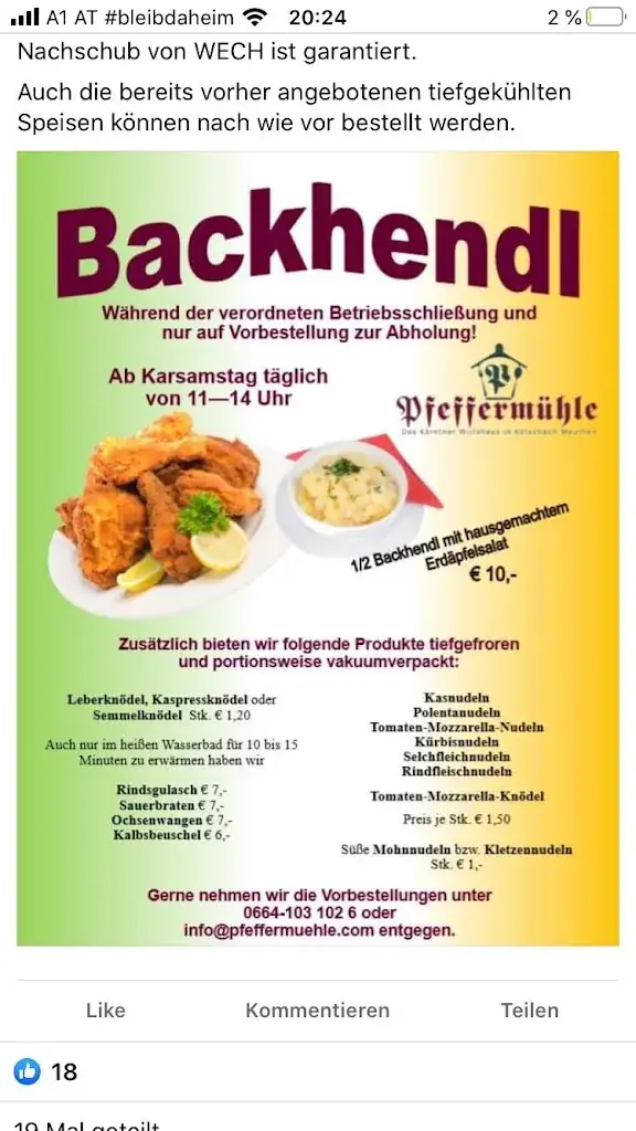 Menu_Landgasthof Pfeffermühle - Das Kärntner Wirtshaus ***_Kötschach_image_2