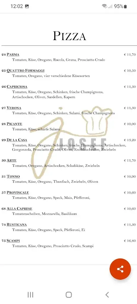 Menu_Josef's Restaurant_Kötschach_image_1