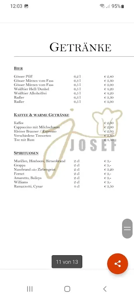 Menu_Josef's Restaurant_Kötschach_image_3