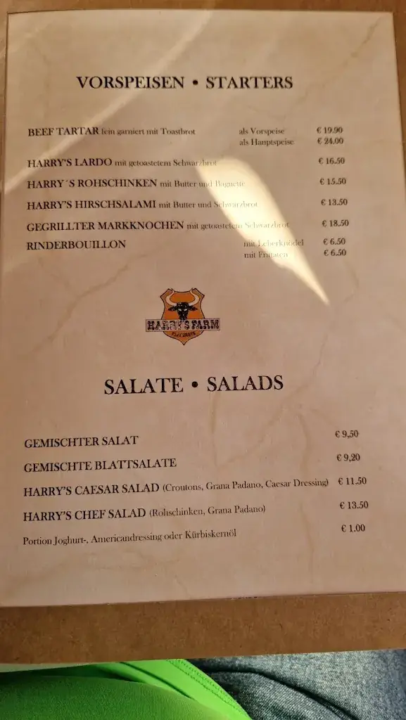 Menu_Harry's Farm - Steakhouse am Faaker See_Ledenitzen_image_1