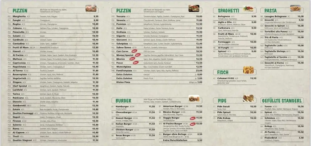 Menu_Pizzeria Restaurant Café Al Pacino Möllbrücke_Lurnfeld_immagine_2