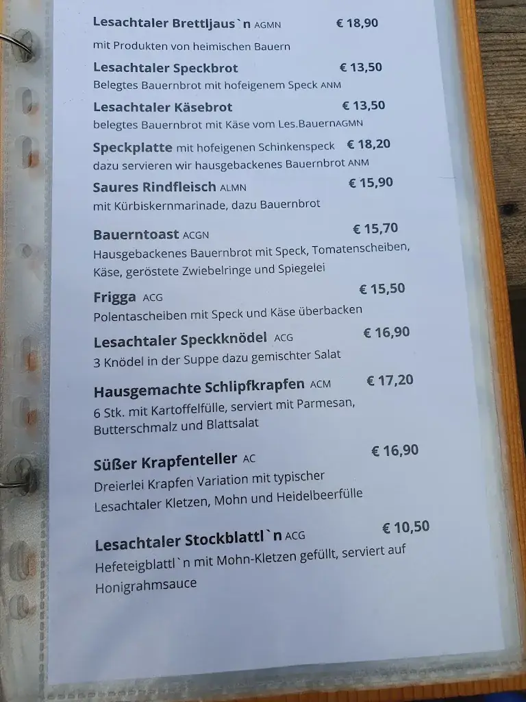 Menu_Hofschenke Mühlenstüberl_Lesachtal_immagine_2