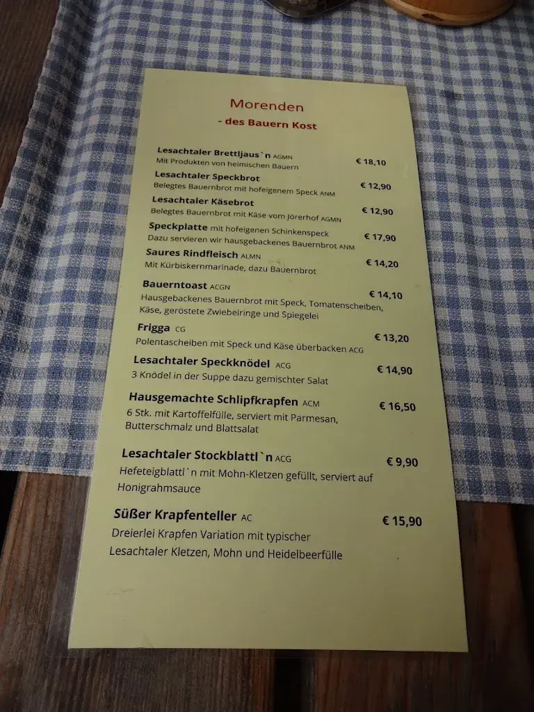 Menu_Hofschenke Mühlenstüberl_Lesachtal_immagine_3