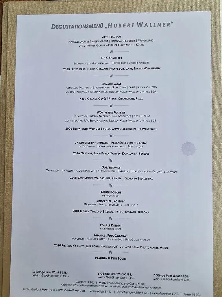 Menu_Gourmet Restaurant Hubert Wallner_Maria Wörth_image_2
