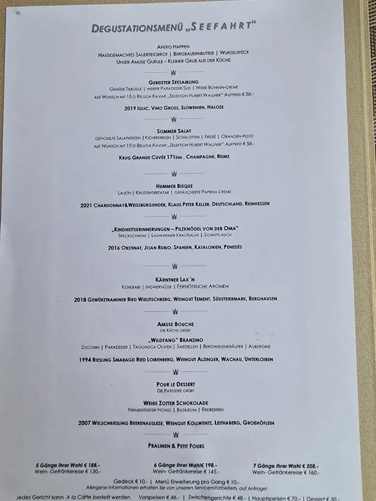 Menu_Gourmet Restaurant Hubert Wallner_Maria Wörth_image_4