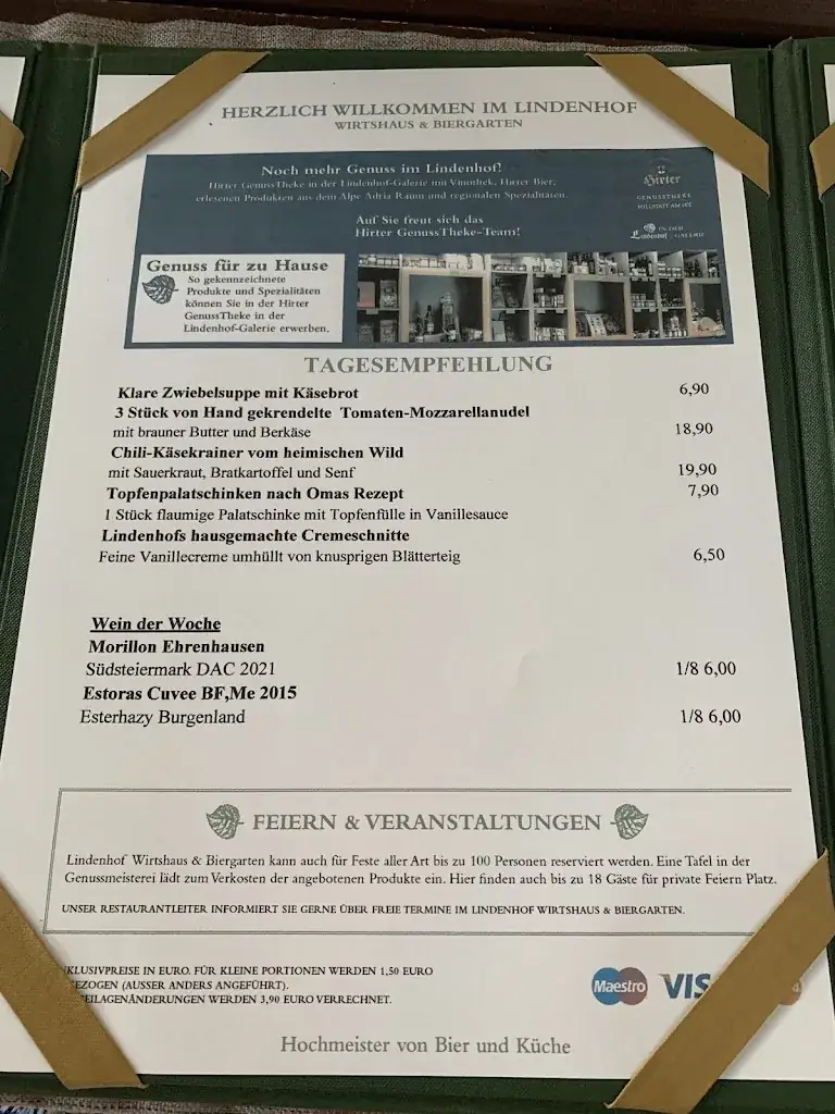 Menu_Lindenhof Wirtshaus und Biergarten_Obermillstatt_immagine_4