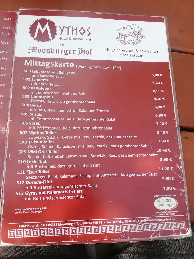 Menu_Hotel & Restaurant Mythos im Moosburger Hof_Moosburg_immagine_1
