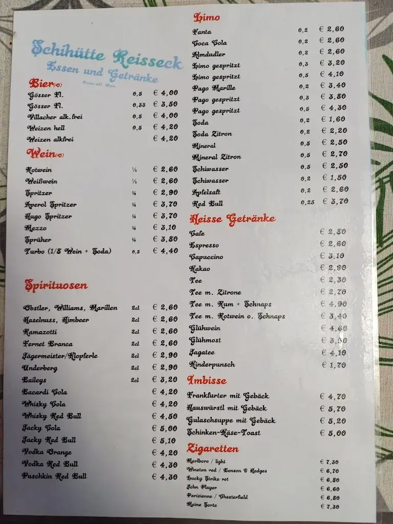 Menu_Schihütte Reißeck_Reißeck_immagine_1