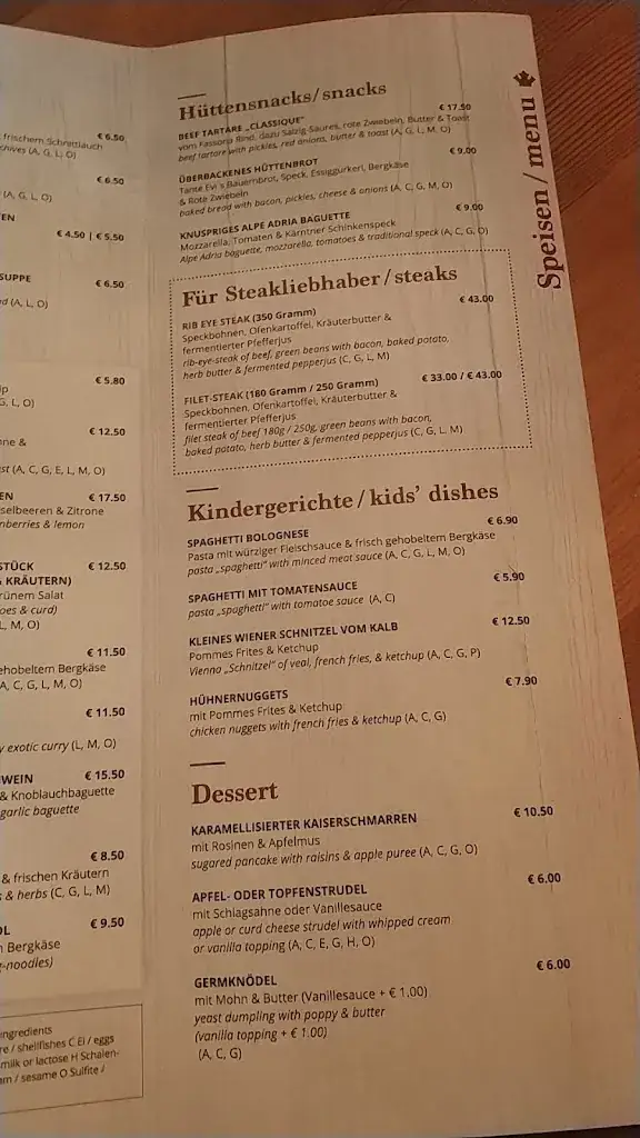 Menu_Restaurant Wirtshaus Ainkehr_Rennweg am Katschberg_image_1