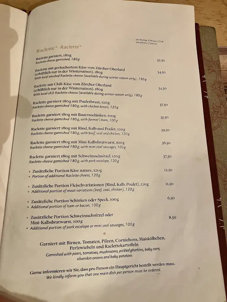 Menu_Swiss Chuchi Restaurant_Niederdorf_immagine_2